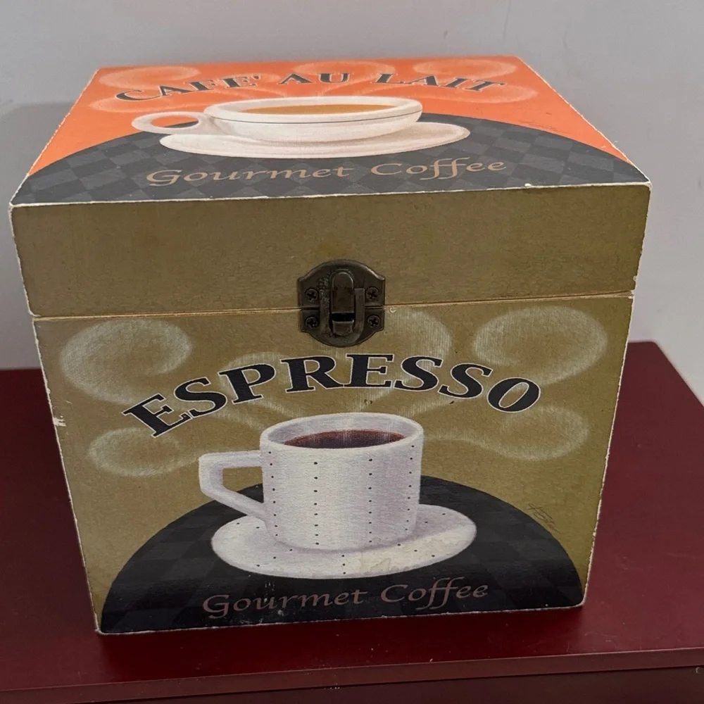 Vintage Gourmet Coffee Storage Box - Espresso and Mocha Design